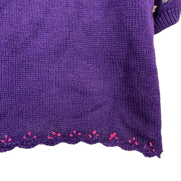 Herman Geist Hand Embroidered Womens Embroidered Vintage Purple Sweater sz S - Picture 12 of 16